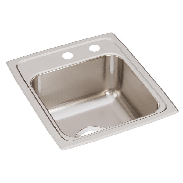 Sink, Stainless Steel, 17.5 in W x 15 in L x 7.625 in H